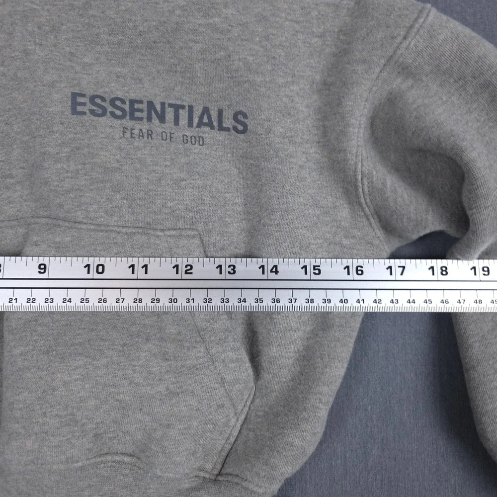 Fear of God Essentials Kids Hoodie Heather Gray Fleece Size XS 4/5 FOG Pullover